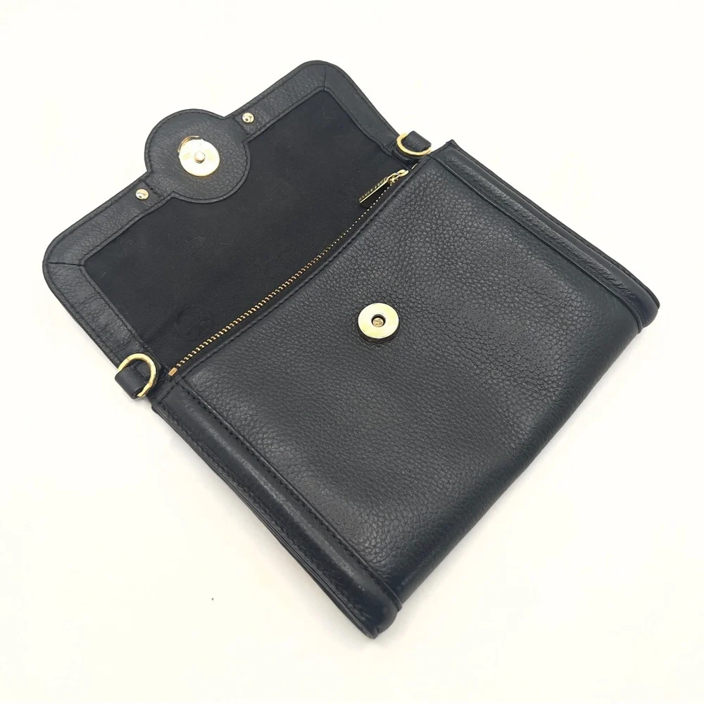 Authentic Tory Burch Black Leather Clutch Wallet W/ Unbranded Chain - Picture 6 of 10